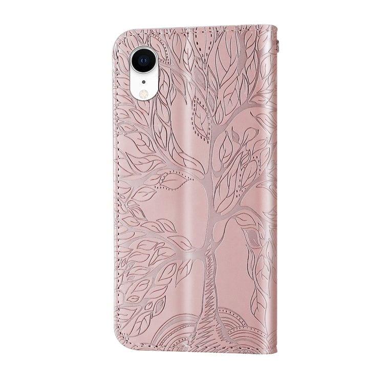 For iPhone XR Life of Tree Embossing Pattern Horizontal Flip Leather Case with Holder & Card Slot & Wallet & Photo Frame & Lanyard