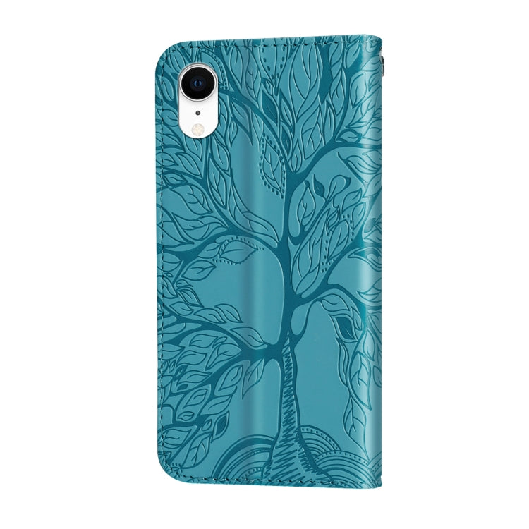 For iPhone XR Life of Tree Embossing Pattern Horizontal Flip Leather Case with Holder & Card Slot & Wallet & Photo Frame & Lanyard
