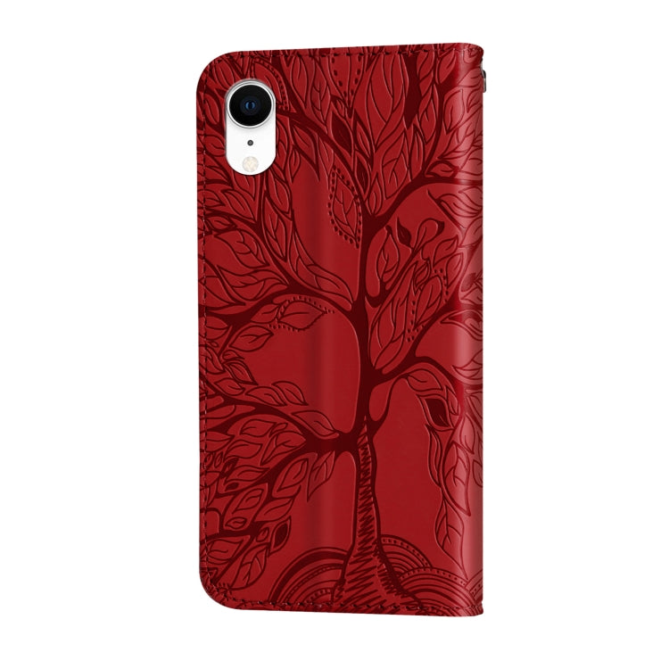 For iPhone XR Life of Tree Embossing Pattern Horizontal Flip Leather Case with Holder & Card Slot & Wallet & Photo Frame & Lanyard