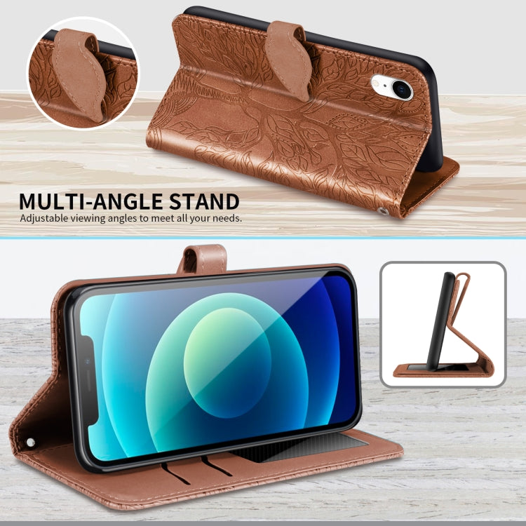For iPhone XR Life of Tree Embossing Pattern Horizontal Flip Leather Case with Holder & Card Slot & Wallet & Photo Frame & Lanyard