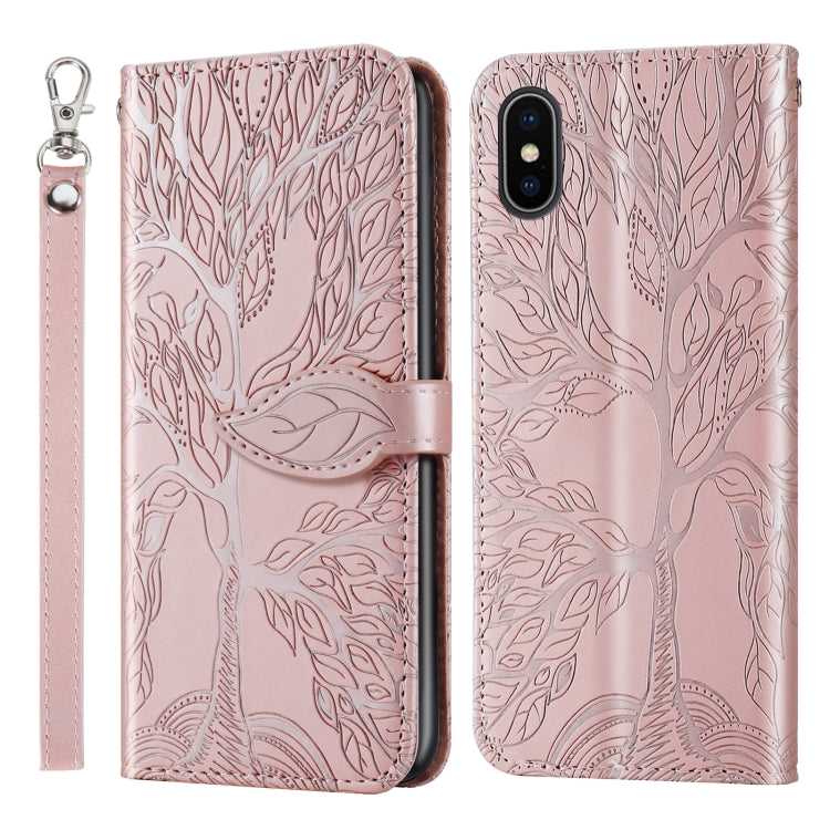 For iPhone XS Max Life of Tree Embossing Pattern Horizontal Flip Leather Case with Holder & Card Slot & Wallet & Photo Frame & Lanyard