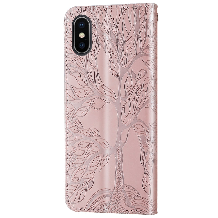 For iPhone XS Max Life of Tree Embossing Pattern Horizontal Flip Leather Case with Holder & Card Slot & Wallet & Photo Frame & Lanyard