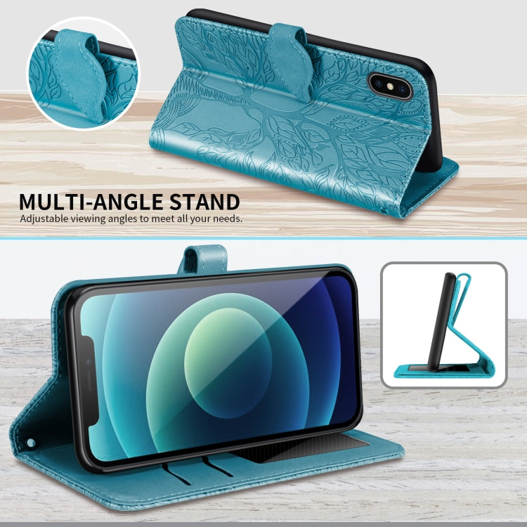 For iPhone XS Max Life of Tree Embossing Pattern Horizontal Flip Leather Case with Holder & Card Slot & Wallet & Photo Frame & Lanyard