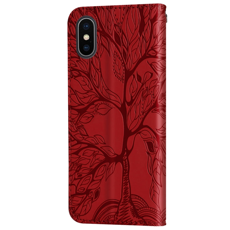 For iPhone XS Max Life of Tree Embossing Pattern Horizontal Flip Leather Case with Holder & Card Slot & Wallet & Photo Frame & Lanyard