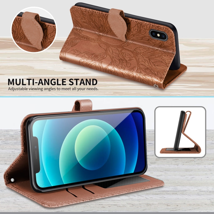 For iPhone XS Max Life of Tree Embossing Pattern Horizontal Flip Leather Case with Holder & Card Slot & Wallet & Photo Frame & Lanyard