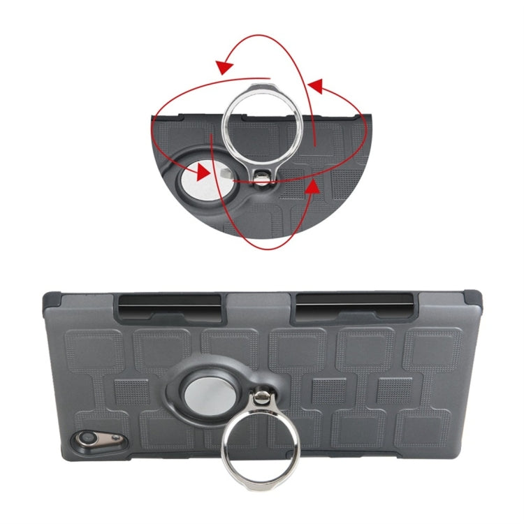 For Sony Xperia XA1 3 In 1 Cube PC + TPU Protective Case with 360 Degrees Rotate Silver Ring Holder