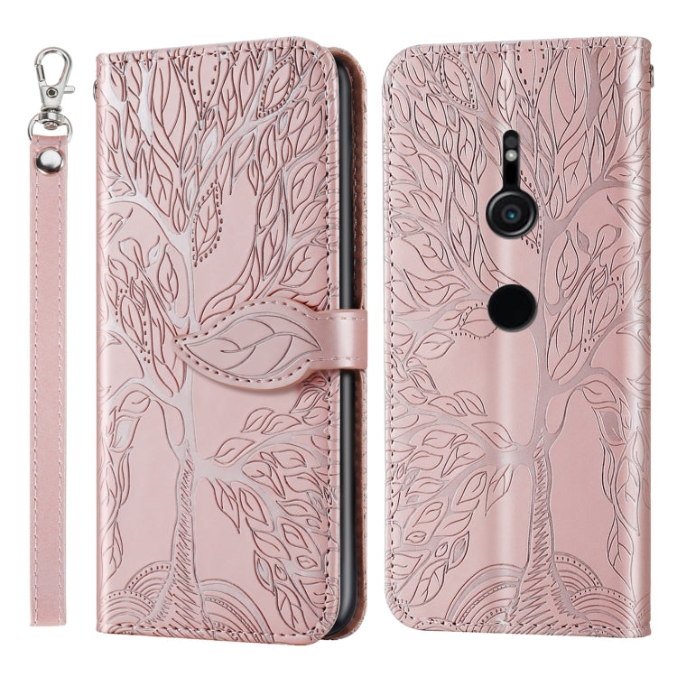 For Sony Xperia XZ2 Life of Tree Embossing Pattern Horizontal Flip Leather Case with Holder & Card Slot & Wallet & Photo Frame & Lanyard