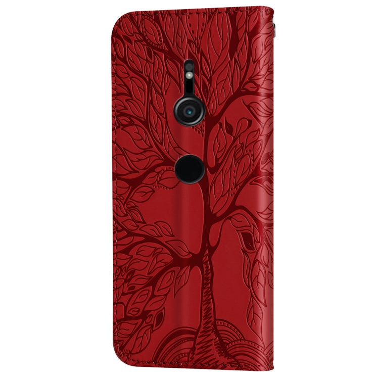 For Sony Xperia XZ2 Life of Tree Embossing Pattern Horizontal Flip Leather Case with Holder & Card Slot & Wallet & Photo Frame & Lanyard