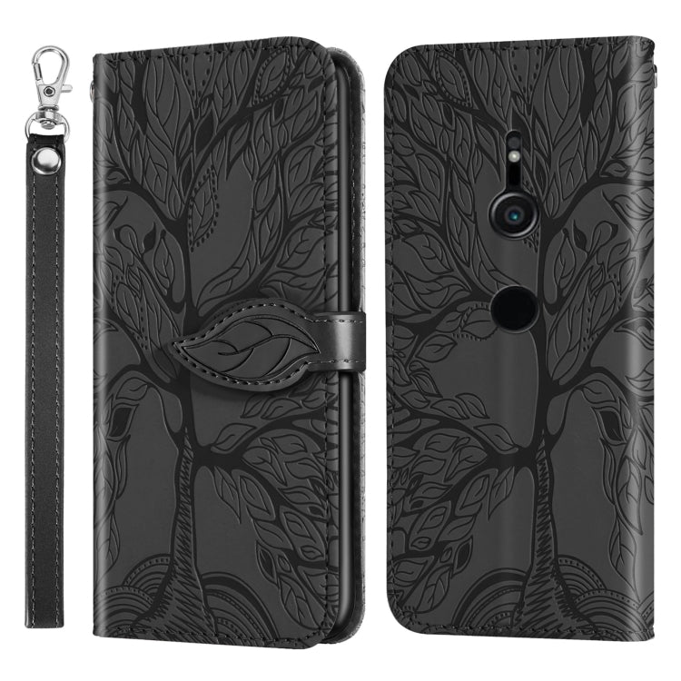For Sony Xperia XZ2 Life of Tree Embossing Pattern Horizontal Flip Leather Case with Holder & Card Slot & Wallet & Photo Frame & Lanyard
