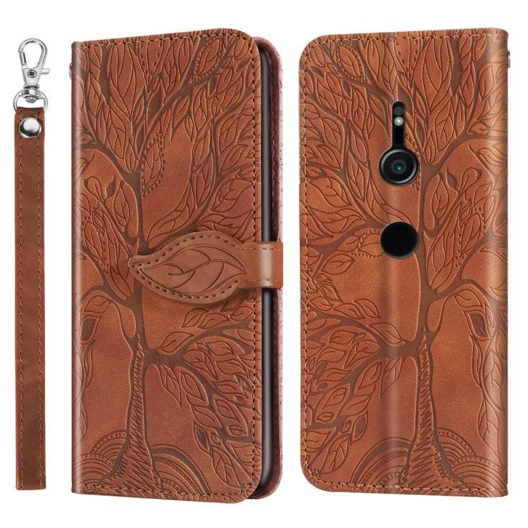 For Sony Xperia XZ2 Life of Tree Embossing Pattern Horizontal Flip Leather Case with Holder & Card Slot & Wallet & Photo Frame & Lanyard