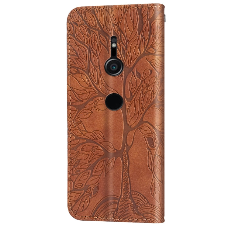 For Sony Xperia XZ2 Life of Tree Embossing Pattern Horizontal Flip Leather Case with Holder & Card Slot & Wallet & Photo Frame & Lanyard