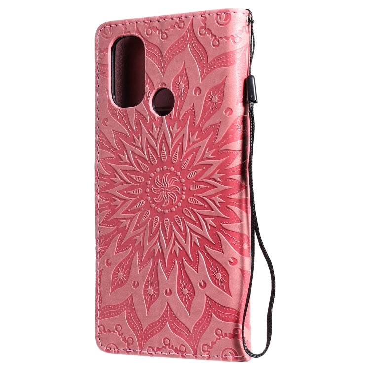 For OnePlus Nord N100 Sun Embossing Pattern Horizontal Flip Leather Case with Card Slot & Holder & Wallet & Lanyard