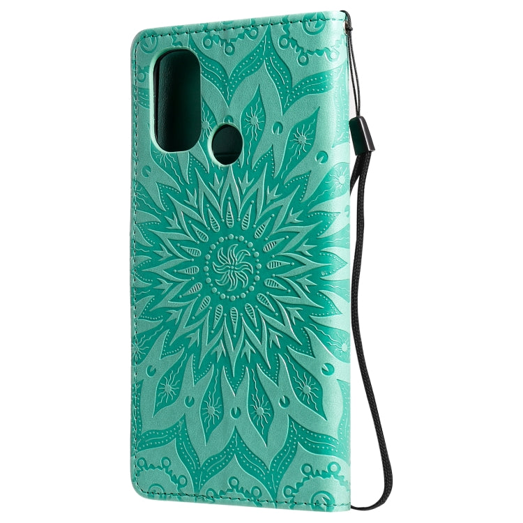 For OnePlus Nord N100 Sun Embossing Pattern Horizontal Flip Leather Case with Card Slot & Holder & Wallet & Lanyard