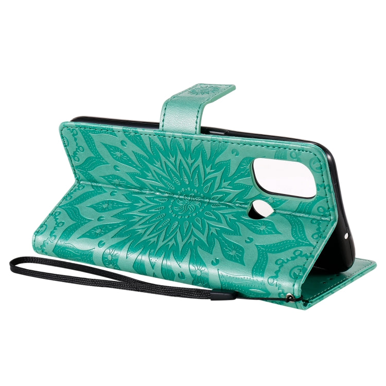 For OnePlus Nord N100 Sun Embossing Pattern Horizontal Flip Leather Case with Card Slot & Holder & Wallet & Lanyard