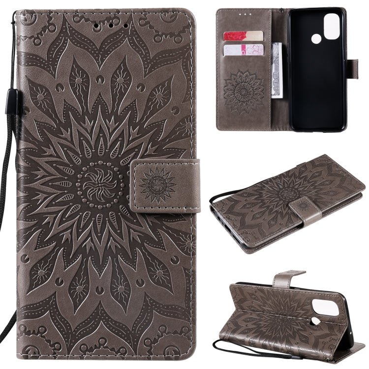 For OnePlus Nord N100 Sun Embossing Pattern Horizontal Flip Leather Case with Card Slot & Holder & Wallet & Lanyard