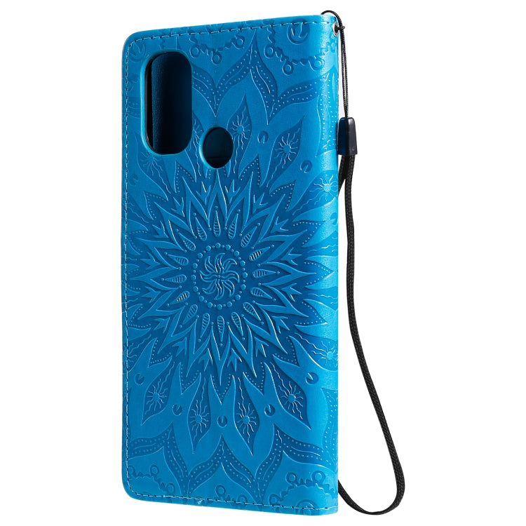 For OnePlus Nord N100 Sun Embossing Pattern Horizontal Flip Leather Case with Card Slot & Holder & Wallet & Lanyard