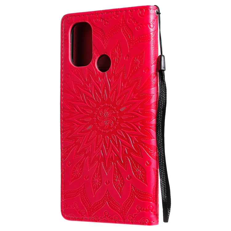 For OnePlus Nord N100 Sun Embossing Pattern Horizontal Flip Leather Case with Card Slot & Holder & Wallet & Lanyard