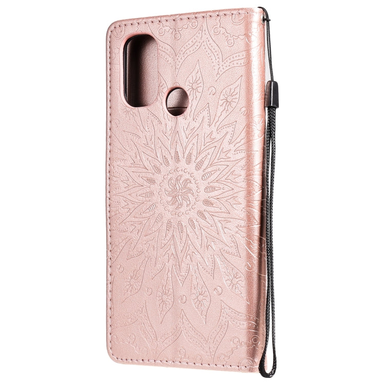 For OnePlus Nord N100 Sun Embossing Pattern Horizontal Flip Leather Case with Card Slot & Holder & Wallet & Lanyard