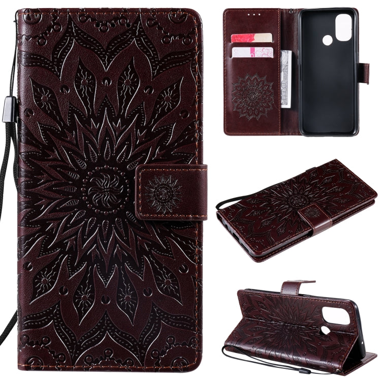 For OnePlus Nord N100 Sun Embossing Pattern Horizontal Flip Leather Case with Card Slot & Holder & Wallet & Lanyard
