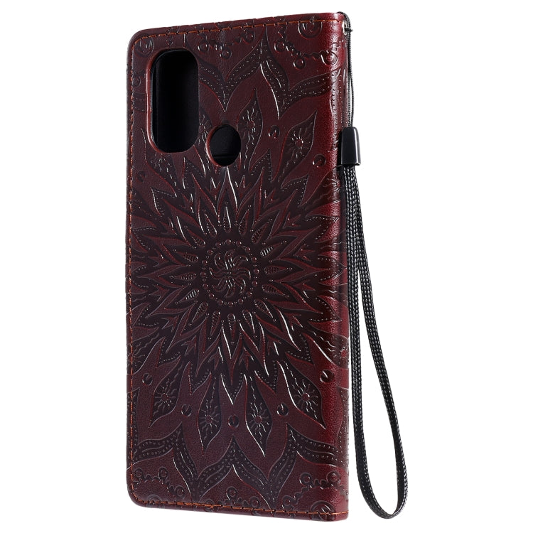 For OnePlus Nord N100 Sun Embossing Pattern Horizontal Flip Leather Case with Card Slot & Holder & Wallet & Lanyard
