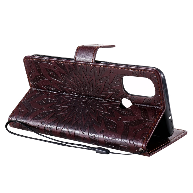 For OnePlus Nord N100 Sun Embossing Pattern Horizontal Flip Leather Case with Card Slot & Holder & Wallet & Lanyard