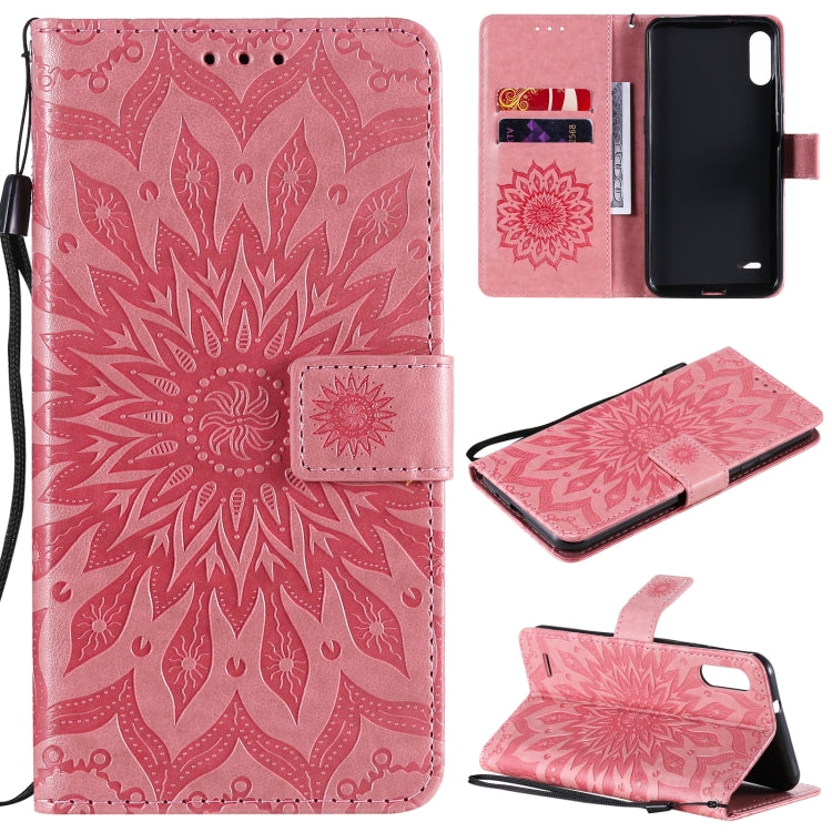 For LG K22 / K22 Plus Sun Embossing Pattern Horizontal Flip Leather Case with Card Slot & Holder & Wallet & Lanyard