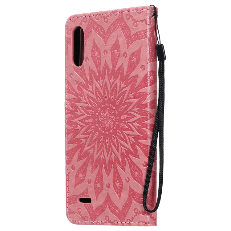 For LG K22 / K22 Plus Sun Embossing Pattern Horizontal Flip Leather Case with Card Slot & Holder & Wallet & Lanyard