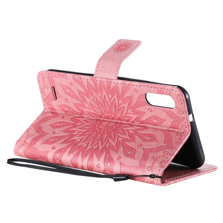 For LG K22 / K22 Plus Sun Embossing Pattern Horizontal Flip Leather Case with Card Slot & Holder & Wallet & Lanyard