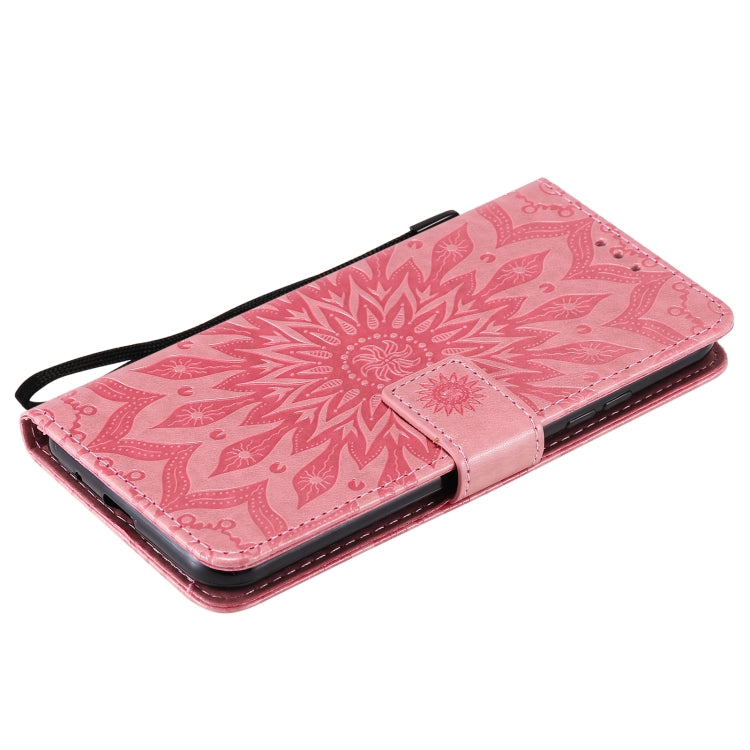 For LG K22 / K22 Plus Sun Embossing Pattern Horizontal Flip Leather Case with Card Slot & Holder & Wallet & Lanyard