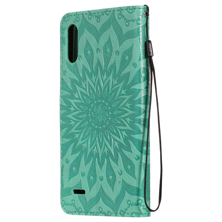 For LG K22 / K22 Plus Sun Embossing Pattern Horizontal Flip Leather Case with Card Slot & Holder & Wallet & Lanyard