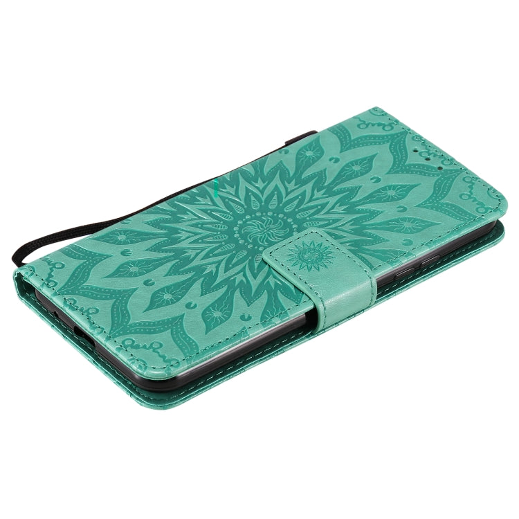 For LG K22 / K22 Plus Sun Embossing Pattern Horizontal Flip Leather Case with Card Slot & Holder & Wallet & Lanyard