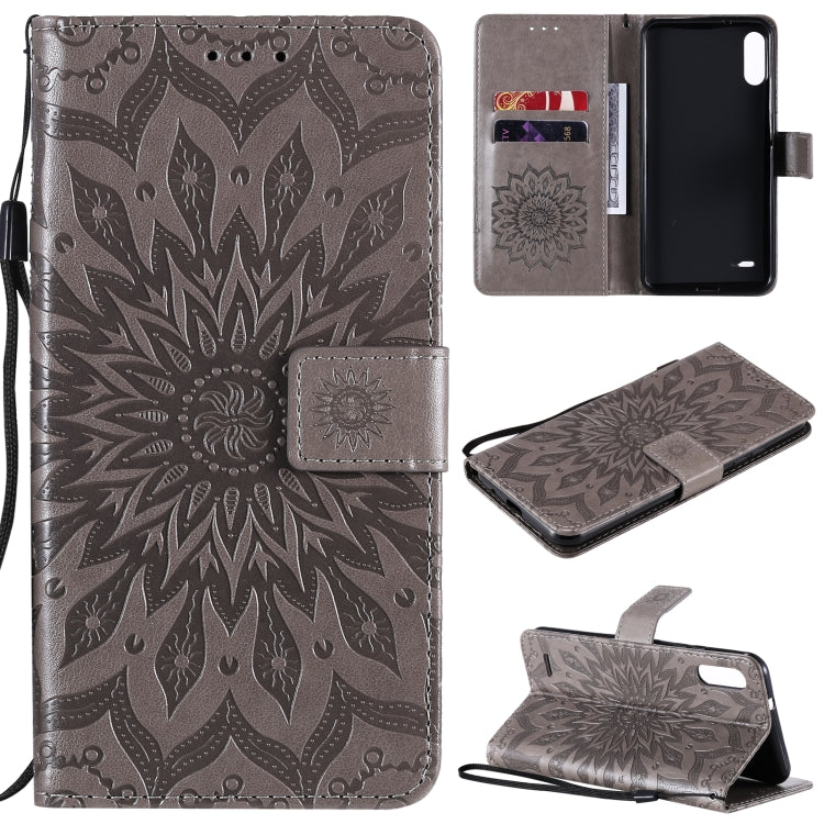 For LG K22 / K22 Plus Sun Embossing Pattern Horizontal Flip Leather Case with Card Slot & Holder & Wallet & Lanyard