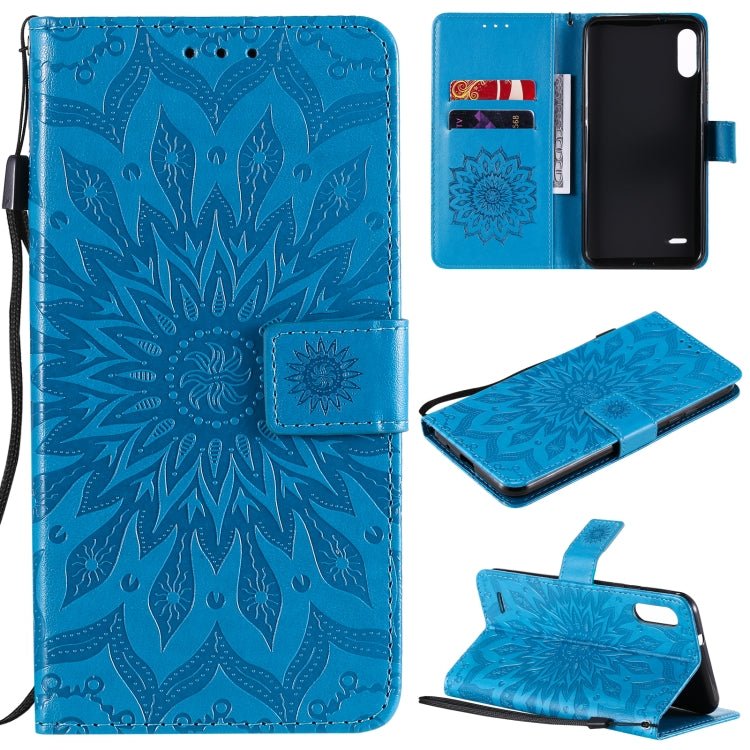 For LG K22 / K22 Plus Sun Embossing Pattern Horizontal Flip Leather Case with Card Slot & Holder & Wallet & Lanyard