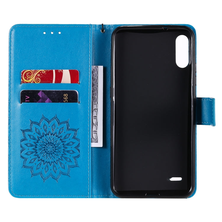 For LG K22 / K22 Plus Sun Embossing Pattern Horizontal Flip Leather Case with Card Slot & Holder & Wallet & Lanyard