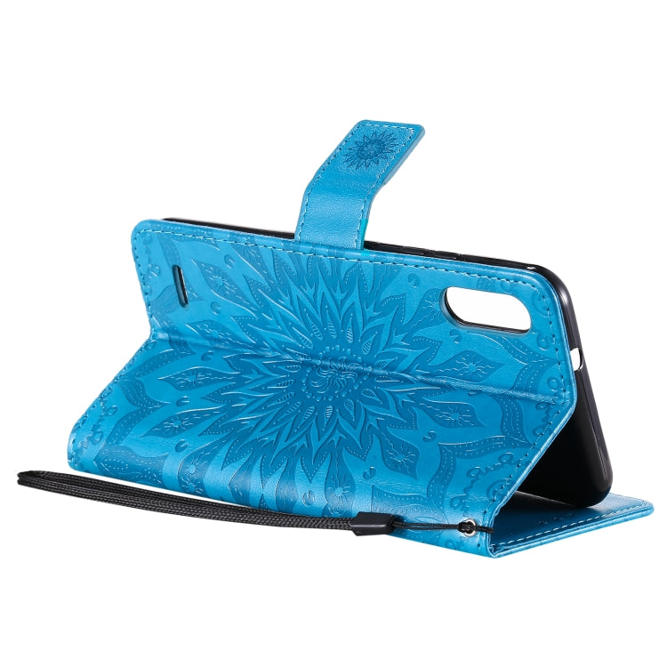 For LG K22 / K22 Plus Sun Embossing Pattern Horizontal Flip Leather Case with Card Slot & Holder & Wallet & Lanyard