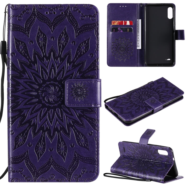 For LG K22 / K22 Plus Sun Embossing Pattern Horizontal Flip Leather Case with Card Slot & Holder & Wallet & Lanyard