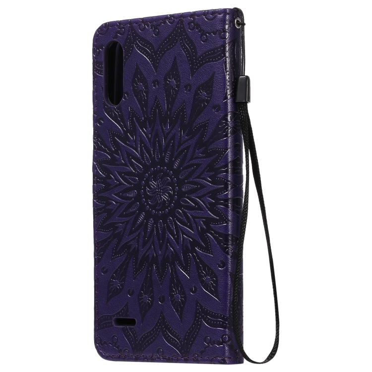 For LG K22 / K22 Plus Sun Embossing Pattern Horizontal Flip Leather Case with Card Slot & Holder & Wallet & Lanyard