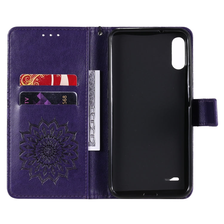 For LG K22 / K22 Plus Sun Embossing Pattern Horizontal Flip Leather Case with Card Slot & Holder & Wallet & Lanyard