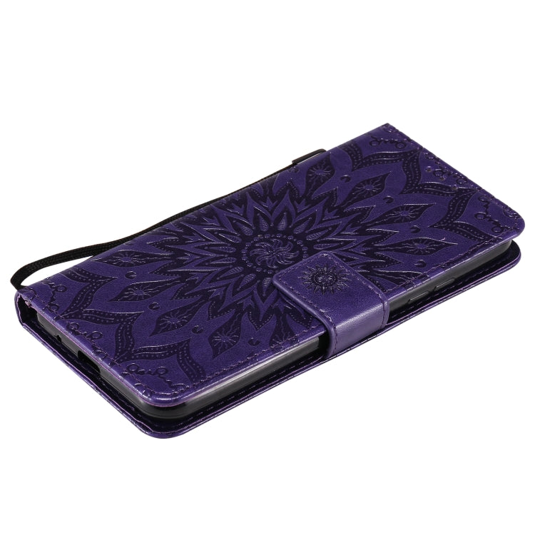 For LG K22 / K22 Plus Sun Embossing Pattern Horizontal Flip Leather Case with Card Slot & Holder & Wallet & Lanyard