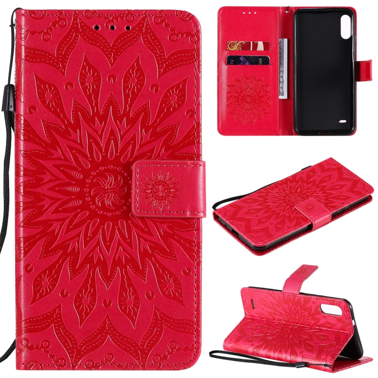 For LG K22 / K22 Plus Sun Embossing Pattern Horizontal Flip Leather Case with Card Slot & Holder & Wallet & Lanyard