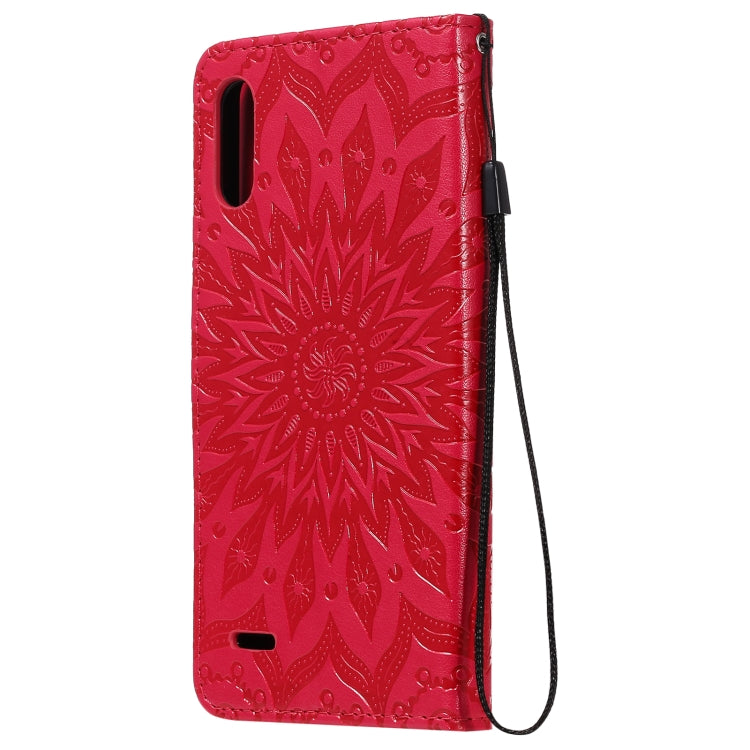 For LG K22 / K22 Plus Sun Embossing Pattern Horizontal Flip Leather Case with Card Slot & Holder & Wallet & Lanyard