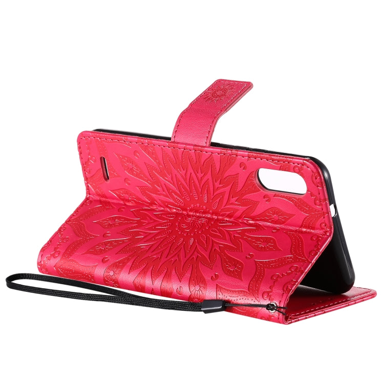 For LG K22 / K22 Plus Sun Embossing Pattern Horizontal Flip Leather Case with Card Slot & Holder & Wallet & Lanyard