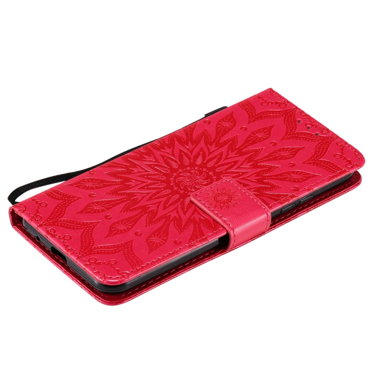 For LG K22 / K22 Plus Sun Embossing Pattern Horizontal Flip Leather Case with Card Slot & Holder & Wallet & Lanyard
