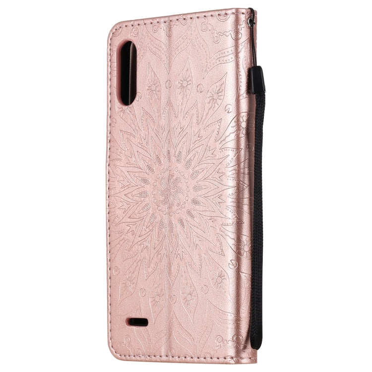 For LG K22 / K22 Plus Sun Embossing Pattern Horizontal Flip Leather Case with Card Slot & Holder & Wallet & Lanyard