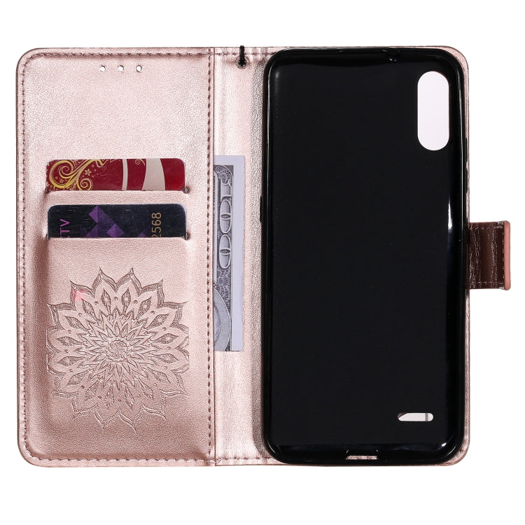 For LG K22 / K22 Plus Sun Embossing Pattern Horizontal Flip Leather Case with Card Slot & Holder & Wallet & Lanyard