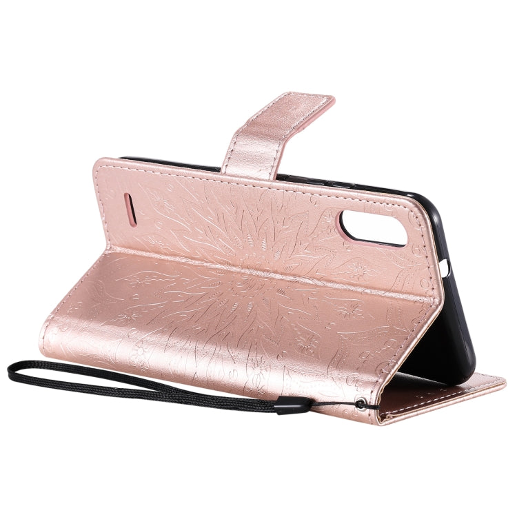 For LG K22 / K22 Plus Sun Embossing Pattern Horizontal Flip Leather Case with Card Slot & Holder & Wallet & Lanyard