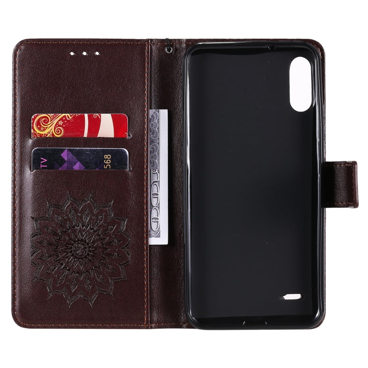 For LG K22 / K22 Plus Sun Embossing Pattern Horizontal Flip Leather Case with Card Slot & Holder & Wallet & Lanyard