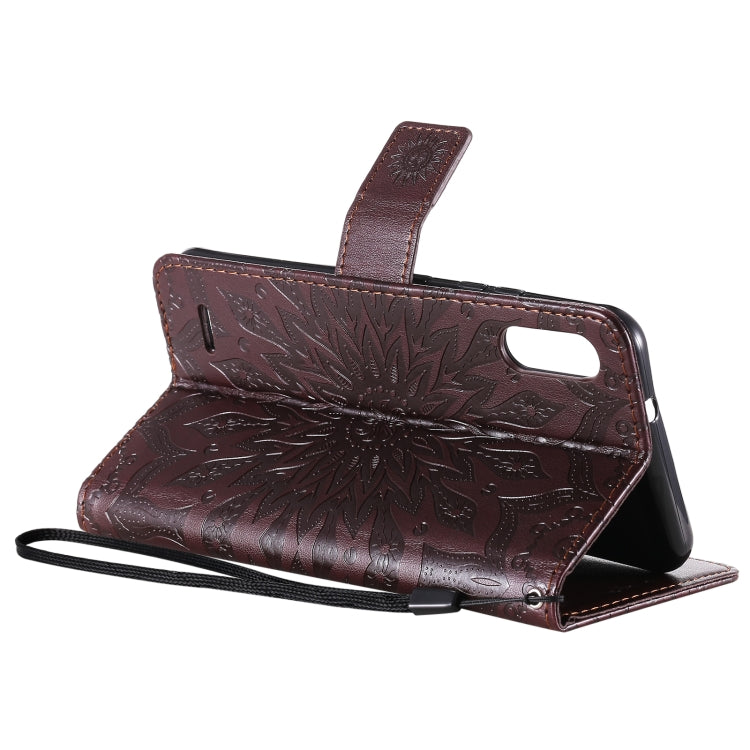 For LG K22 / K22 Plus Sun Embossing Pattern Horizontal Flip Leather Case with Card Slot & Holder & Wallet & Lanyard