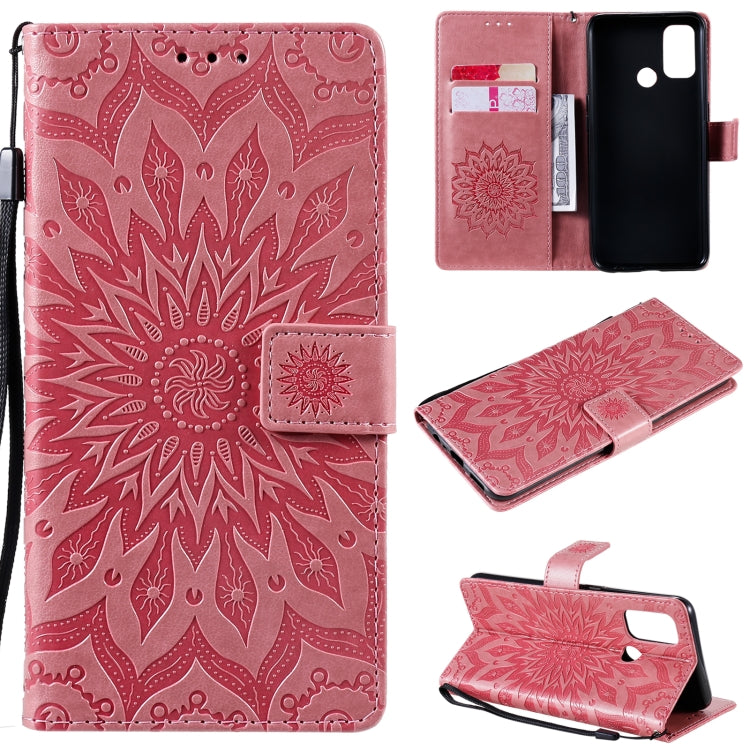 For OPPO A53(2020) / A33(2020) / A53s / A32 Sun Embossing Pattern Horizontal Flip Leather Case with Card Slot & Holder & Wallet & Lanyard