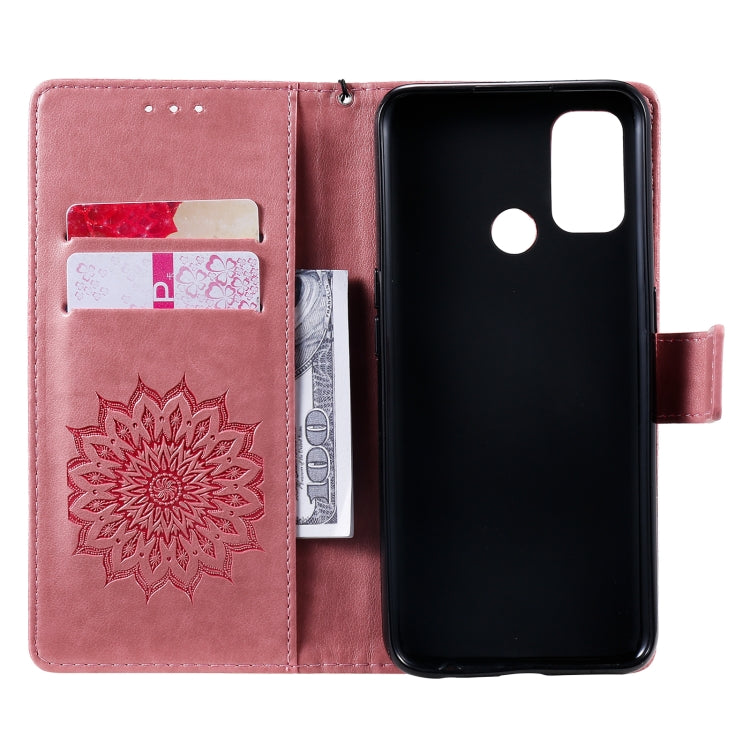 For OPPO A53(2020) / A33(2020) / A53s / A32 Sun Embossing Pattern Horizontal Flip Leather Case with Card Slot & Holder & Wallet & Lanyard